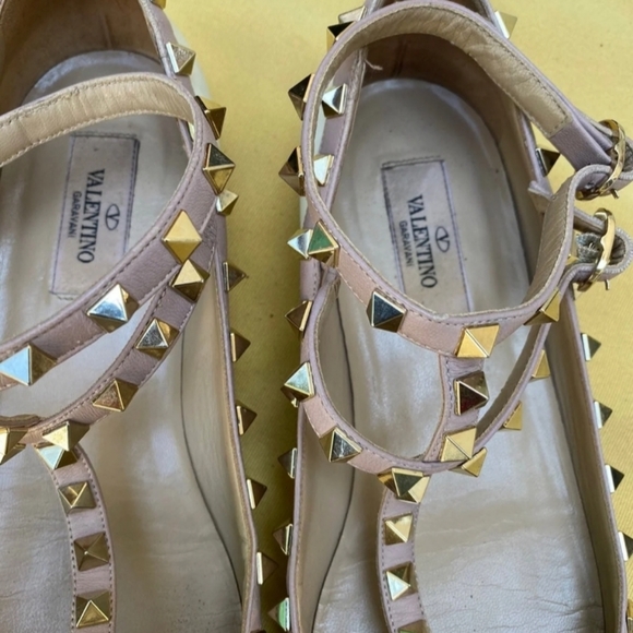 Authentic Valentino Rockstud Leather Sandals Flats White - Picture 4 of 8